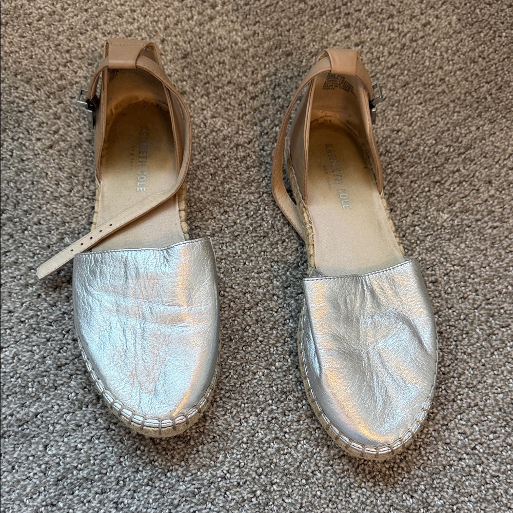 Kenneth Cole Blair Metallic Silver Espadrilles